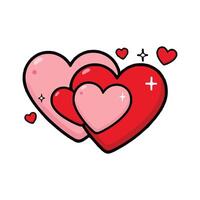 Two hearts with stars on them, one with a heart and one with a star vector