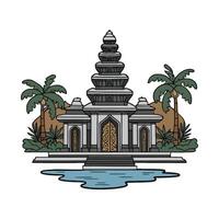 An illustration of a temple with palm trees vector