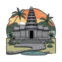 An ancient temple in the middle of a jungle vector