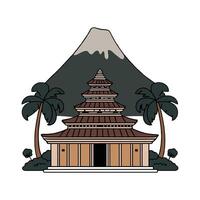 A temple with a mountain in the background vector
