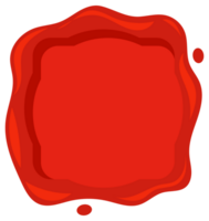 Collection of nine different red wax seal shapes including circle, square, star, heart and shield, isolated on white png