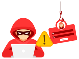 Hacker with a phishing trap, targeting personal login information. Cybersecurity Threat and Identity Theft png