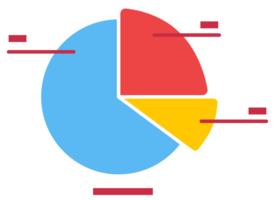 Set of colorful business data charts including bar graph, pie chart, and line graph illustrations for statistical presentations png