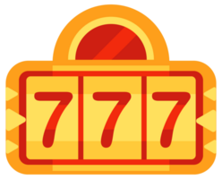 Set of different slot machines with spinning and gambling symbols showing the winning number seven combination png