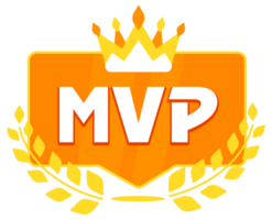 MVP - Most Valuable Player Award. Golden Crown and Laurel on Shiny Orange Badge Proclaiming png