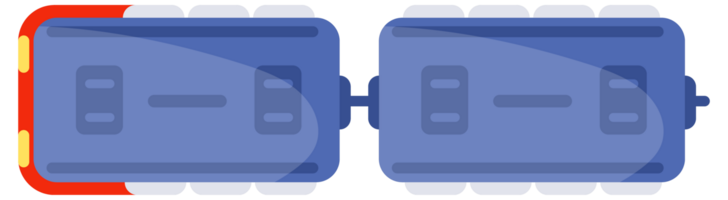Set of railroad elements showing different types of railways with crossing and train wagons. png