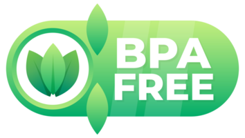 BPA Free badge with leaf graphics, indicating the absence of Bisphenol A in products. png