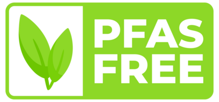A set of PFAS Free badges in various designs with leaf motifs, indicating chemical free and environmentally safe products. png