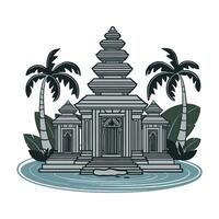 An image of a temple with palm trees vector