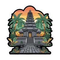 An illustration of a temple in the jungle vector