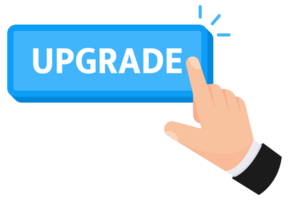 Upgrade Button with pointer clicking. Web button. Finger Pressing. Click to Upgrade Concept. illustration png