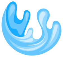 Set of blue water splashes flowing and splashing making different shapes png