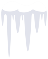 Set of snow caps of different sizes and shapes with hanging icicles is isolated on blue background png