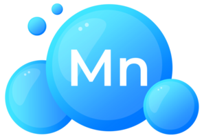 Manganese Mn element molecules in a dynamic blue spherical design png