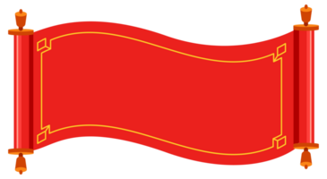 Set of red ancient scrolls. Chinese scroll set. illustration png