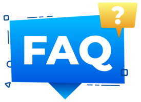 Blue and yellow faq banner with question mark icon showing frequently asked questions section png