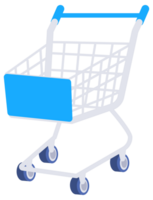 Four empty shopping carts with blue handles on a white background, perfect for retail therapy and online shopping projects png