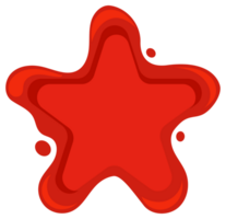 Collection of nine different red wax seal shapes including circle, square, star, heart and shield, isolated on white png