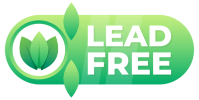 Lead-free certification badge with green leaves and text, symbolizing eco-friendly and safe products png