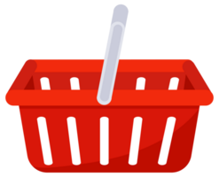 Red shopping baskets displayed from various angles for retail use, ideal for supermarkets or grocery stores. Vibrant color for easy identification and consumer appeal png