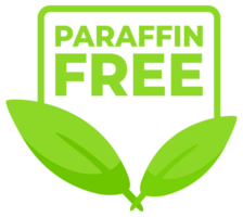 Set of green label indicating Paraffin Free with a leaf design for environmentally friendly and health conscious product choices. png