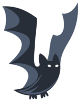 Four different cartoon bats with big eyes flapping their wings and hanging from a branch. png
