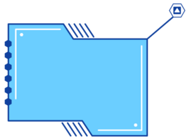 Blue futuristic HUD Heads-Up Display interface elements with various geometric shapes. Sci Fi User Interface for Gaming UX UI. illustration png