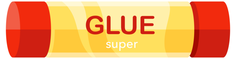 Set of glue containers in different shapes and colors, offering a variety of adhesive solutions for diverse crafting and repair needs png