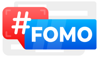 FOMO Hashtag Bubbles in Flat Design - A collection of modern, colorful speech bubbles with the FOMO hashtag, representing the fear of missing out in social media culture png