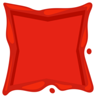 Collection of nine different red wax seal shapes including circle, square, star, heart and shield, isolated on white png