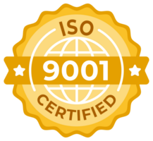 badge of ISO 9001 certification seal, representing quality management and international standards in business png