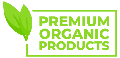 einstellen von beschwingt Grün Etiketten mit Prämie organisch Produkte Text und ein Blatt Symbol, entworfen zum gehoben natürlich Produkt Branding. png