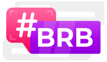 BRB Hashtag Speech Bubble Set - A collection of colorful, modern speech bubbles featuring the popular online acronym BRB, symbolizing a short break in communication png
