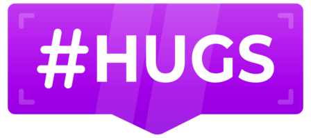 HUGS Hashtag Speech Bubble Icons - A set of playful and vibrant speech bubbles with the HUGS hashtag, perfect for social media and positive messaging graphics png