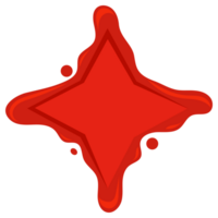 Collection of nine different red wax seal shapes including circle, square, star, heart and shield, isolated on white png