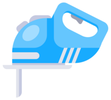 Set of blue power tools for construction works and repairing including a chainsaw, a circular saw, a jigsaw and a drill. png