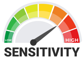 Sensitivity Measurement Dashboard Illustration with a Gradient Scale from Low to High Sensitivity Levels png