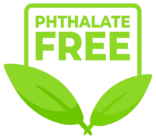 Set of green safety labels featuring Phthalate Free text and a leaf design, for health safe product packaging. png