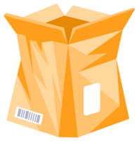 Cardboard boxes in different states showing delivery process. png
