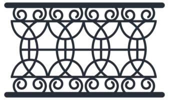 Set of balcony railing is showing different design and material using flat style png