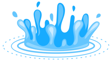 Set of blue water splashes flowing and splashing making different shapes png
