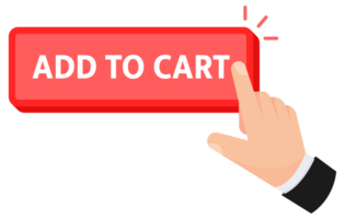 Hand clicking on an Add to Cart button, a common e-commerce interface element png