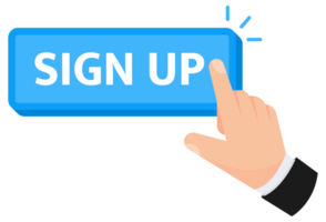 Sign up button with hand clicking. Web button. Sign in Finger Pressing. illustration. png
