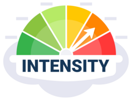 Dynamic Intensity Level Indicator Dial Illustration with Multicolored Measurement Zones png