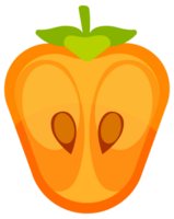 Persimmon set. Slice and whole of juicy persimmon png