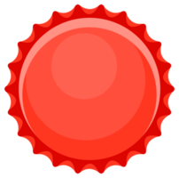 Set of red bottle caps showing different positions, opened and closed, top view and perspective png