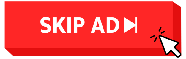Skip ad, advertisement Button with pointer clicking. Web button. Finger Pressing. Click to Skip ad, advertisement Concept. illustration png