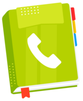 Two phone books are laying open showing phone handset icons representing customer service and client support png