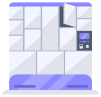 Collection of self service electronic payment machines with touch screen, pos terminal, ticket machine, and automated lockers. png