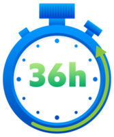 12, 24, 36, 48 and 72 hours clock arrow. Working and Delivery service effect time icons. Order execution. stock illustration png